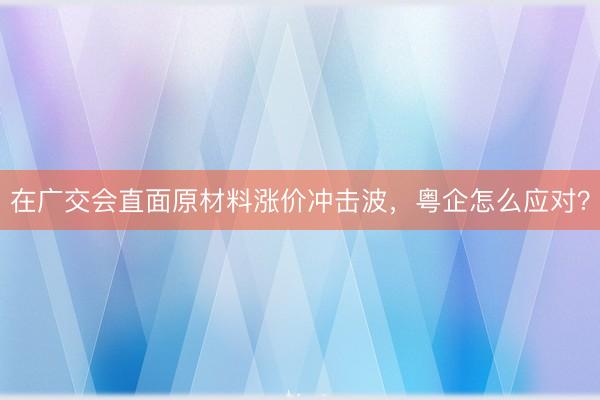 在广交会直面原材料涨价冲击波，粤企怎么应对？