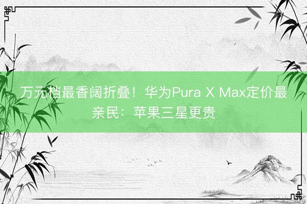 万元档最香阔折叠！华为Pura X Max定价最亲民：苹果三星更贵