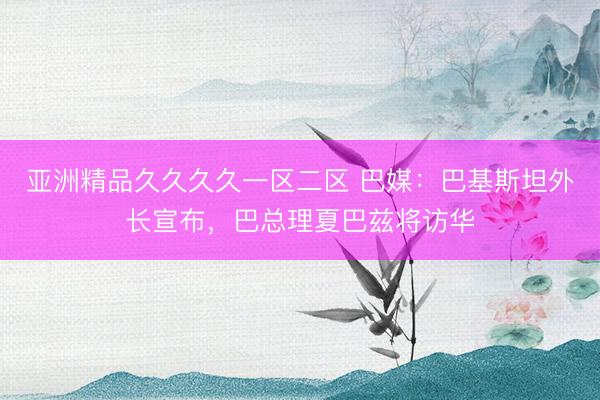 亚洲精品久久久久一区二区 巴媒：巴基斯坦外长宣布，巴总理夏巴兹将访华