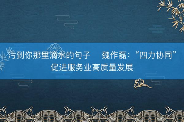 污到你那里滴水的句子 ​魏作磊：“四力协同”促进服务业高质量发展