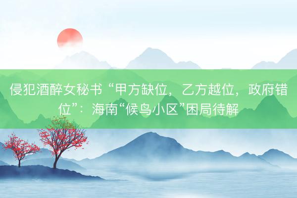 侵犯酒醉女秘书 “甲方缺位,乙方越位,政府错位”:海南“候鸟小区”困局待解