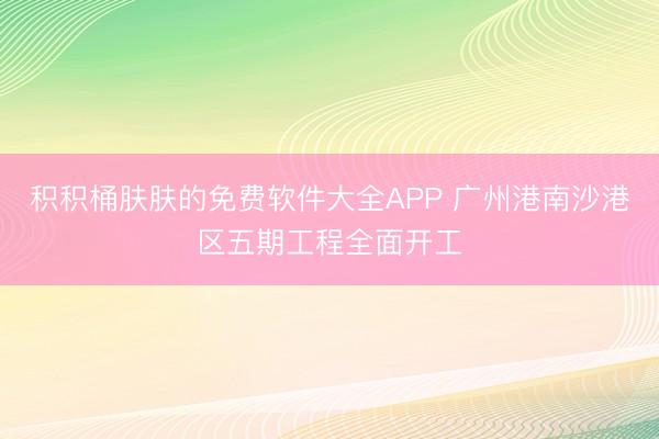 积积桶肤肤的免费软件大全APP 广州港南沙港区五期工程全面开工