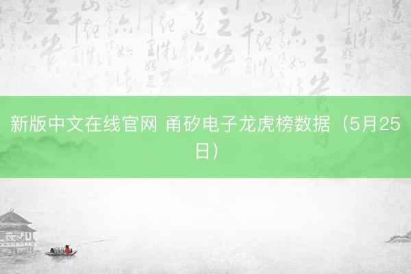 新版中文在线官网 甬矽电子龙虎榜数据（5月25日）