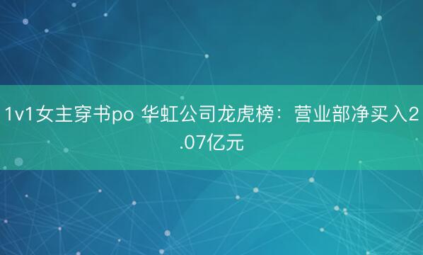 1v1女主穿书po 华虹公司龙虎榜：营业部净买入2.07亿元