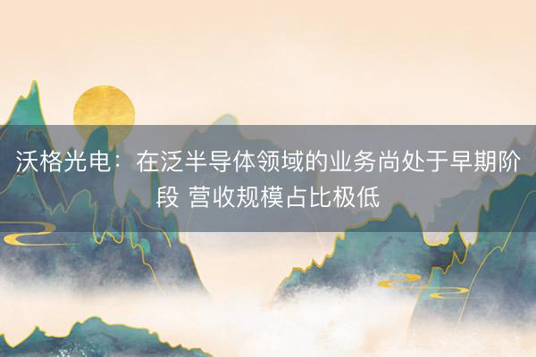 沃格光电：在泛半导体领域的业务尚处于早期阶段 营收规模占比极低