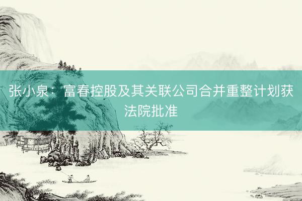 张小泉：富春控股及其关联公司合并重整计划获法院批准