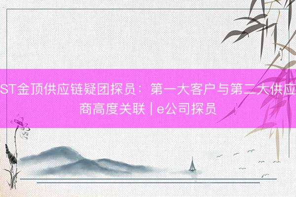 ST金顶供应链疑团探员：第一大客户与第二大供应商高度关联 | e公司探员