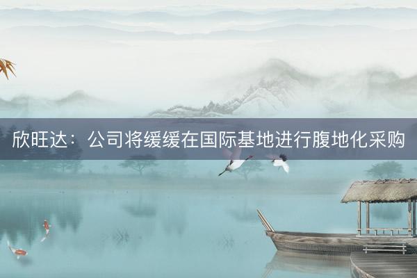 欣旺达：公司将缓缓在国际基地进行腹地化采购