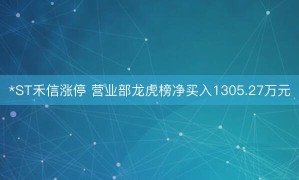 *ST禾信涨停 营业部龙虎榜净买入1305.27万元