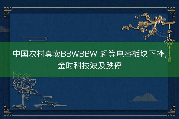 中国农村真卖BBWBBW 超等电容板块下挫，金时科技波及跌停