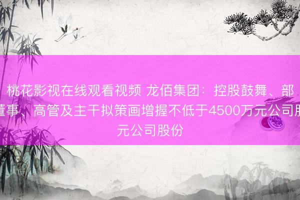 桃花影视在线观看视频 龙佰集团：控股鼓舞、部分董事、高管及主干拟策画增握不低于4500万元公司股份