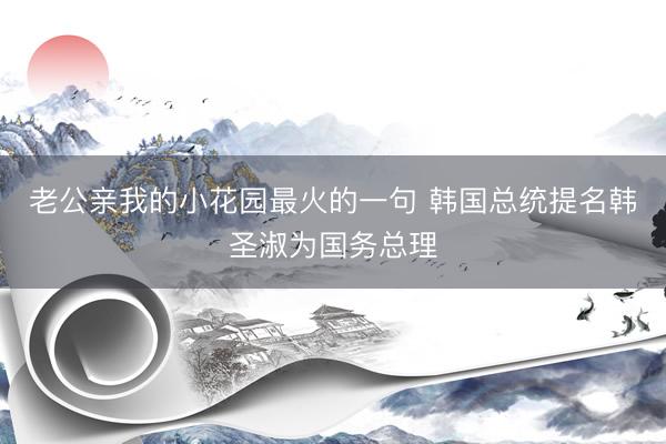 老公亲我的小花园最火的一句 韩国总统提名韩圣淑为国务总理