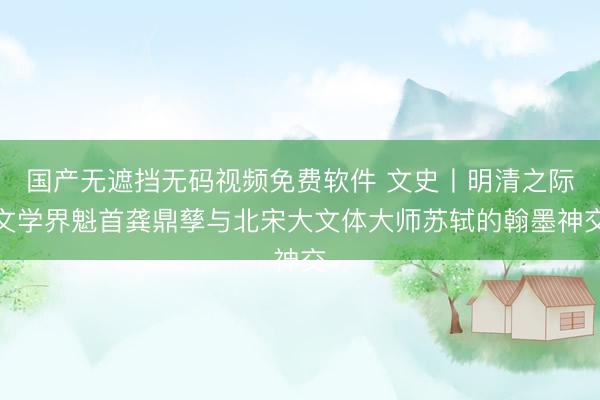国产无遮挡无码视频免费软件 文史丨明清之际文学界魁首龚鼎孳与北宋大文体大师苏轼的翰墨神交