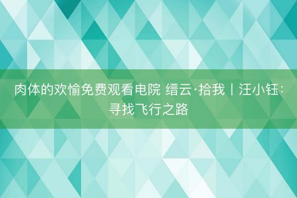 肉体的欢愉免费观看电院 缙云·拾我丨汪小钰：寻找飞行之路
