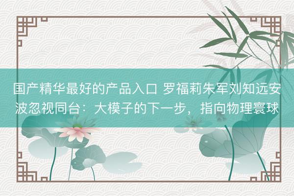 国产精华最好的产品入口 罗福莉朱军刘知远安波忽视同台：大模子的下一步，指向物理寰球