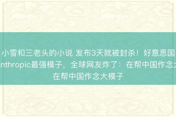 小雪和三老头的小说 发布3天就被封杀！好意思国叫停Anthropic最强模子，全球网友炸了：在帮中国作念大模子