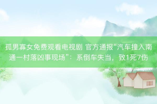 孤男寡女免费观看电视剧 官方通报“汽车撞入南通一村落凶事现场”：系倒车失当，致1死7伤