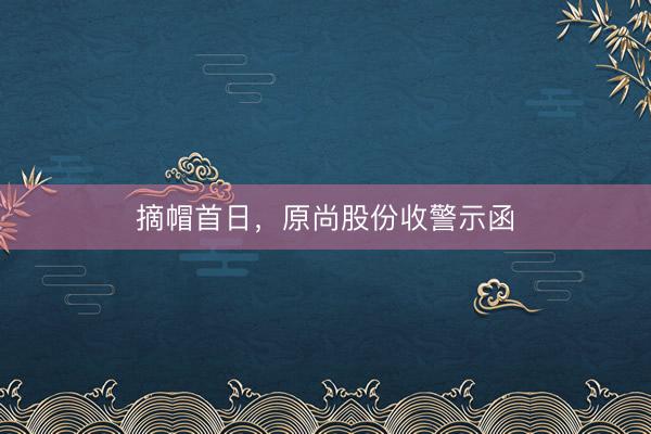 摘帽首日，原尚股份收警示函