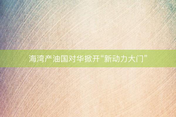 海湾产油国对华掀开“新动力大门”