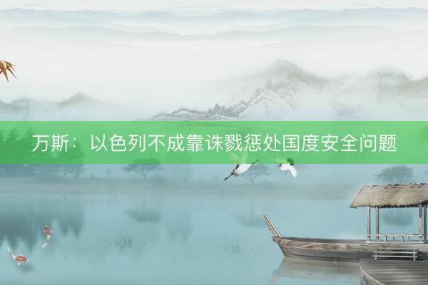 万斯:以色列不成靠诛戮惩处国度安全问题