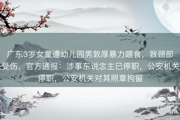 广东3岁女童遭幼儿园男敦厚暴力喂食，致颈部、唇部等多处受伤，官方通报：涉事东说念主已停职，公安机关对其照章拘留